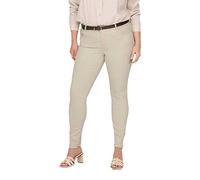 Ankle-Jeans ONLY CARMAKOMA "CARWILLY REG ANK RAW SK DNM DOT019 NOOS" Gr. 46, Länge 32, beige (ecru) Damen Jeans Röhrenjeans (56452928-46)