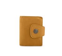 Cas8 Geldbörse Damen Maja, Portemonnaie aus authentischem Leder, RFID-Schutz, Portmonee klein, kompakt, Geldbeutel mit Karten Fächer (Curry)