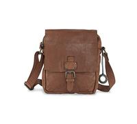 Cas8 men LINUS Umhängetasche mit Überschlag, stilvolle Messenger Bag für Herren, Bürotasche aus 100% Leder, Männertasche für Office & Freizeit, cognac