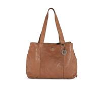 Cas8 Shopper Tasche Damen LEYLA, große Henkeltasche aus Leder, Handtasche für Frauen mit vielen Fächern, cognac