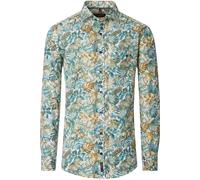 CASAMODA Herren Hemd Casual Fit Blumenprint Grün Langarm XXL
