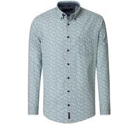 Langarmhemd CASAMODA "CASAMODA Freizeithemd Langarm Print", Herren, Gr. 4XL, Normalgrößen, blau, 100% Baumwolle, bedruckt, lässig geschnitten, Hemden (60081708-4XL) blau