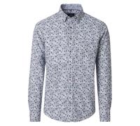 Casa Moda Casual Fit Leinenhemd blau, Bedruckt