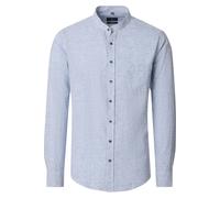Casa Moda Casual Fit Leinenhemd blau, Einfarbig