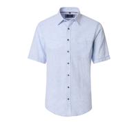 Kurzarmhemd CASAMODA "CASAMODA Leinenhemd Kurzarm gestreift", Herren, Gr. 5XL, Normalgrößen, hellblau, 55% Leinen, 45% Baumwolle, gestreift, lässig geschnitten, Hemden (73535664-5XL) hellblau