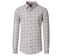 Casa Moda Casual Fit Leinenhemd grün, Bedruckt