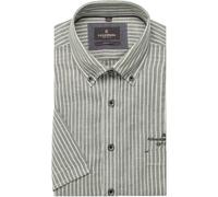Casa Moda Casual Fit Leinenhemd grün, Gestreift