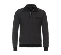 Casa Moda Casual Regular Fit Troyer anthrazit, Gemustert