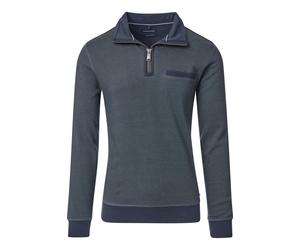 Casa Moda Casual Regular Fit Troyer grün, Gemustert