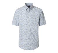 CASAMODA Herren Kurzarmhemd Weiß Blau Gelb Print ? Comfort Fit ? Baumwolle 4XL