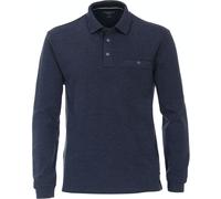 Langarm-Poloshirt CASAMODA "CASAMODA Polo-Shirt Langarm gestreift", Herren, Gr. S, blau (mittleres dunkelblau), 62% Baumwolle, 38% Polyester, Shirts (42080367-S) mittleres dunkelblau