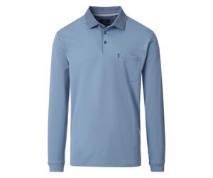 Casa Moda Regular Fit Longsleeve Poloshirt blau, Einfarbig