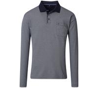 Casa Moda Regular Fit Longsleeve Poloshirt blau, Gemustert