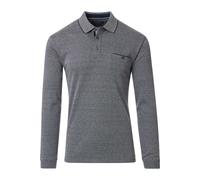 Casa Moda Regular Fit Longsleeve Poloshirt blau, Gemustert