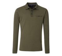 Casa Moda Regular Fit Longsleeve Poloshirt türkis, Gemustert