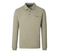 Casa Moda Regular Fit Longsleeve Poloshirt türkis, Gemustert