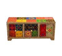 Casa Moro Orientalische Mini-Kommode Chandi mit 3 Schubladen 28x11x10 cm (B/T/H) aus Holz | handbemalte Apotherschränkchen Box Schmuckkasten | Originelle Geschenk-Idee Dekoration MA27-05