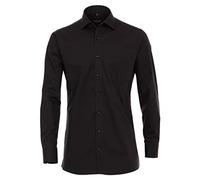 Größe 41 Casamoda Hemd Schwarz Uni 72er Extralanger Arm Modern Fit Leicht Tailliert Kentkragen 100% Baumwolle Bügelleicht