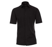 Größe 42 Casamoda Hemd Schwarz Kurzarm Popeline uninah Modern Fit leicht tailliert geschnitten Kentkragen 100% Baumwolle Bügelleicht