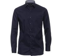 Casa Moda Herren Businesshemd Modern Fit Einfarbig Blau 100% Baumwolle