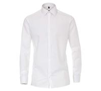 Größe 42 Casamoda Festhemd Weiss Uni Langarm Modern Fit Schmal geschnitten Umschlagmanschette Kentkragen 100% Baumwolle Bügelfrei
