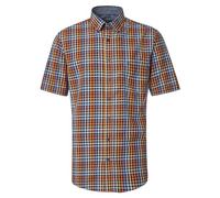 CASAMODA Casa Moda Herren Kurzarmhemd Karo Comfort Fit Tangerine Tango, Tangerine Tango, XL