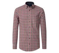 Casa Moda Mens Comfort Fit Shirt Tangerine Tango/Green Check XL