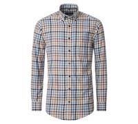 CASAMODA - Casual Fit: Flanellhemd beige/blau - Gr. - 3XL