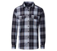 Langarmhemd CASAMODA "CASAMODA Hemdjacke kariert", Herren, Gr. XL, Normalgrößen, dunkelblau, 100% Baumwolle, kariert, lässig geschnitten, Hemden (53351419-XL) dunkelblau