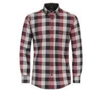 Langarmhemd CASAMODA "CASAMODA Freizeithemd kariert", Herren, Gr. XL, Normalgrößen, rot (dunkelrot), 100% Baumwolle, kariert, comfort fit, Hemden (58147434-XL) dunkelrot