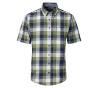 Casa Moda Freizeithemd Kurzarm kariert – Herren, 100% Baumwolle, lässig, grün, XXL