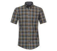 Kurzarmhemd CASAMODA "CASAMODA Freizeithemd Kurzarm kariert", Herren, Gr. M, Normalgrößen, braun (hellbraun), 100% Baumwolle, kariert, lässig geschnitten, Hemden (61754033-M) hellbraun