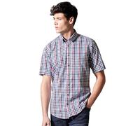 CASAMODA Freizeithemd Kurzarm kariert Comfort Fit graues Mittelblau M