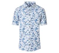 Casa Moda Freizeithemd Casual Fit Kurzarm Print Blau XXL