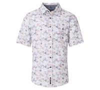 Kurzarmhemd CASAMODA "CASAMODA Freizeithemd Kurzarm Print", Herren, Gr. M, Normalgrößen, blau (hellblau), 100% Baumwolle, bedruckt, lässig geschnitten, Hemden (92996328-M) hellblau