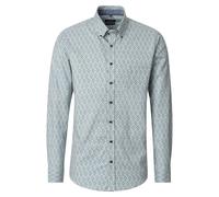 Langarmhemd CASAMODA "CASAMODA Freizeithemd Langarm Print", Herren, Gr. M, Normalgrößen, blau (beige), 100% Baumwolle, bedruckt, comfort fit, Hemden (34367004-M) beige