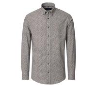 Langarmhemd CASAMODA "CASAMODA Freizeithemd Langarm Print", Herren, Gr. L, Normalgrößen, braun, 100% Baumwolle, bedruckt, comfort fit, Hemden (77580711-L) braun