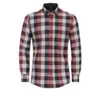 Langarmhemd CASAMODA "CASAMODA Freizeithemd kariert", Herren, Gr. XXL, Normalgrößen, rot (dunkelrot), 100% Baumwolle, kariert, comfort fit, Hemden (58147434-XXL) dunkelrot