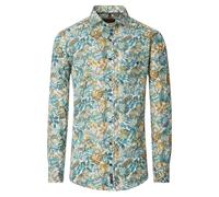 CASAMODA Herren Hemd Casual Fit Blumenprint Grün Langarm 3XL