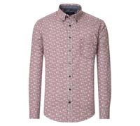 CASAMODA Herren Hemd Casual Fit Print Rot Blau Langarm XXL