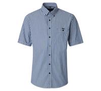 CASAMODA Herren Kurzarmhemd Casual Fit ? Gestreiftes Baumwollhemd mit Button-Down-Kragen in Blau Weiß 4XL