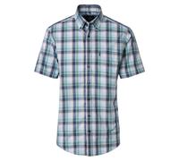 CASAMODA Herren Kurzarmhemd Casual Fit ? Kariertes Baumwollhemd mit Button-Down-Kragen in Blau Grün 6XL