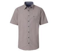 CASAMODA Herren Kurzarmhemd gemustert ? Casual Fit Baumwollhemd Weiß Navy Orange 4XL