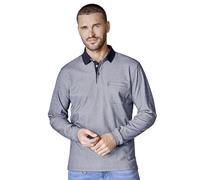 Langarm-Poloshirt CASAMODA "CASAMODA Polo-Shirt Langarm gestreift", Herren, Gr. 6XL, grau, 60% Baumwolle, 40% Polyester, Shirts (47120136-6XL) grau