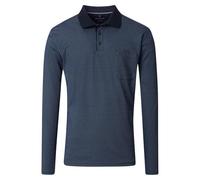 Casa Moda Regular Fit Longsleeve Poloshirt aqua bis petrol, Gemustert