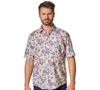 Kurzarmhemd CASAMODA "CASAMODA Freizeithemd Kurzarm Print", Herren, Gr. 3XL, Normalgrößen, orange, 55% Leinen, 45% Baumwolle, bedruckt, lässig geschnitten, Hemden (38544602-XXXL) orange