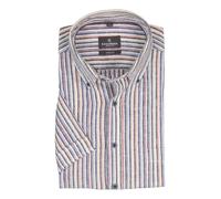Kurzarmhemd CASAMODA "CASAMODA Leinenhemd Kurzarm gestreift", Herren, Gr. M, Normalgrößen, blau, 50% Leinen, 50% Baumwolle, gestreift, lässig geschnitten, Hemden (69580002-M) blau