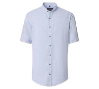 Kurzarmhemd CASAMODA "CASAMODA Leinenhemd Kurzarm uni", Herren, Gr. L, Normalgrößen, blau (hellblau), 50% Leinen, 50% Baumwolle, unifarben, lässig geschnitten, Hemden (19731813-L) hellblau