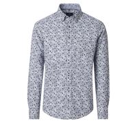 Casa Moda Casual Fit Leinenhemd blau, Bedruckt