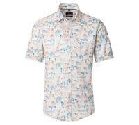 CASAMODA Leinenhemd Kurzarm Print Casual Fit Beige M